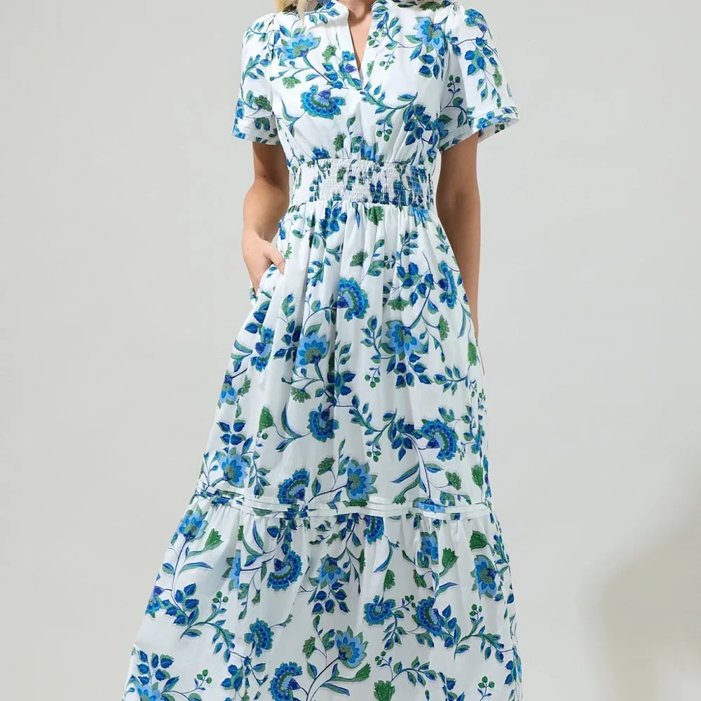 Samara Floral Belraj Poplin Maxi Dress by Sugarlips - Picture 5 of 7